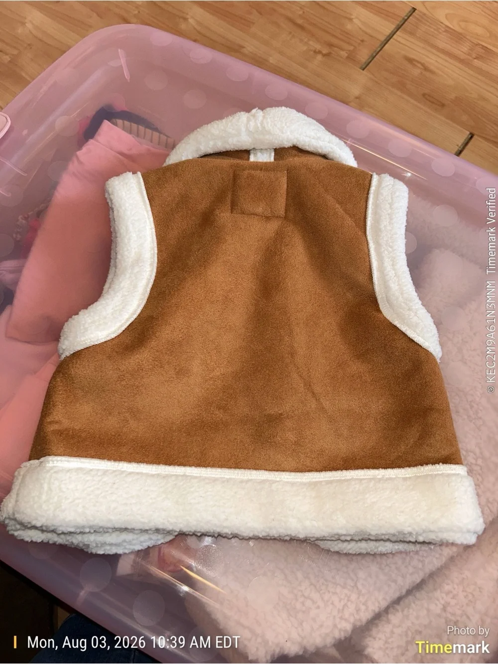 OshKosh B'gosh Cream Sherpa Vest with Brown Panels 18 mo